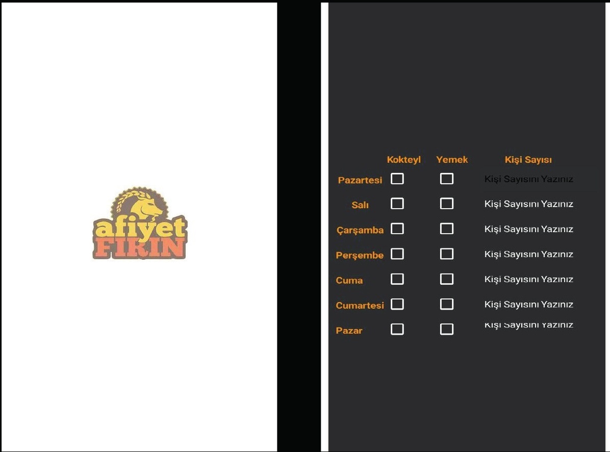 Afiyet Fırın application screens