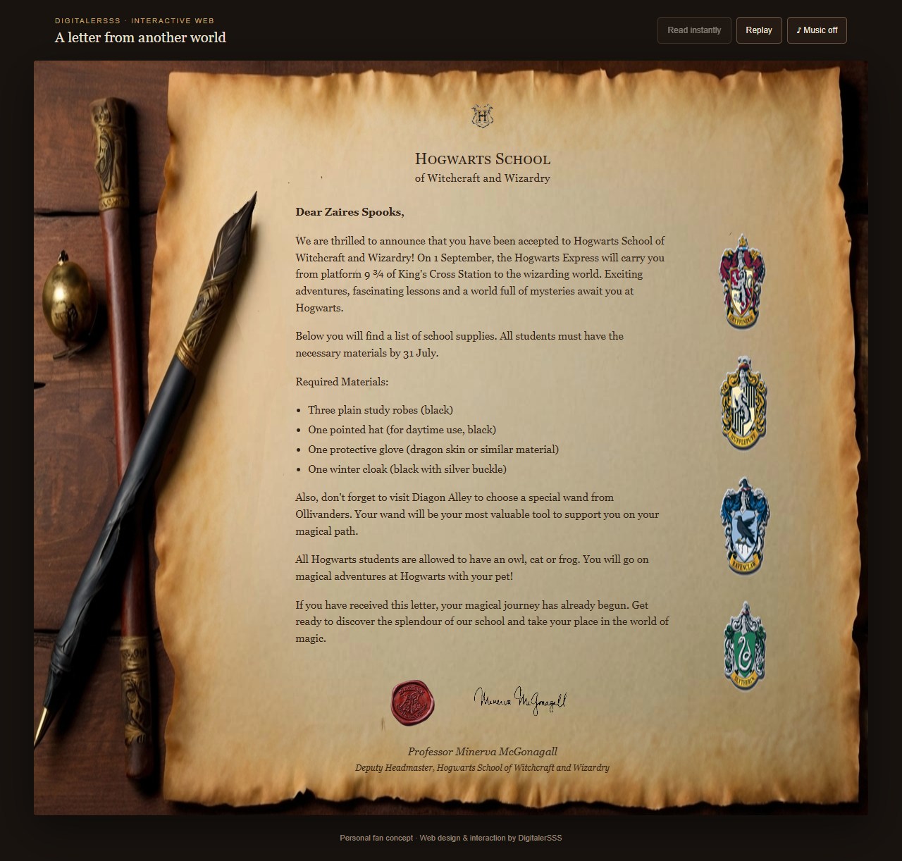 Letter web experience